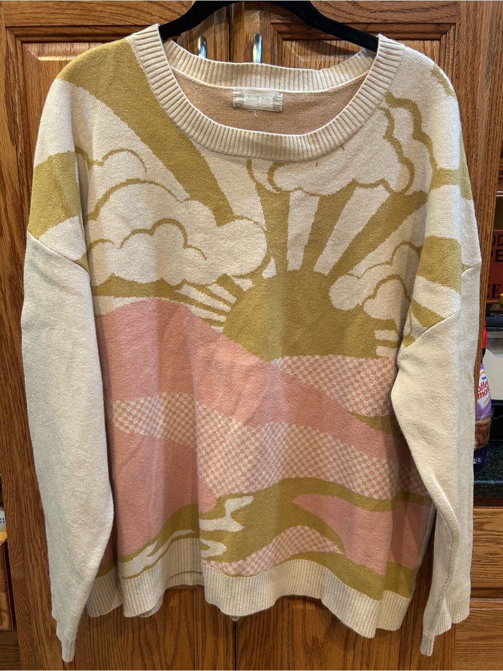 Altar'd State Cream and Blush Knit Crewneck